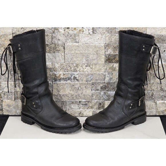 Harley-Davidson Alexa Motorcycle Boots Black Leather Back Lace 85167 Women's 8 - Picture 13 of 16